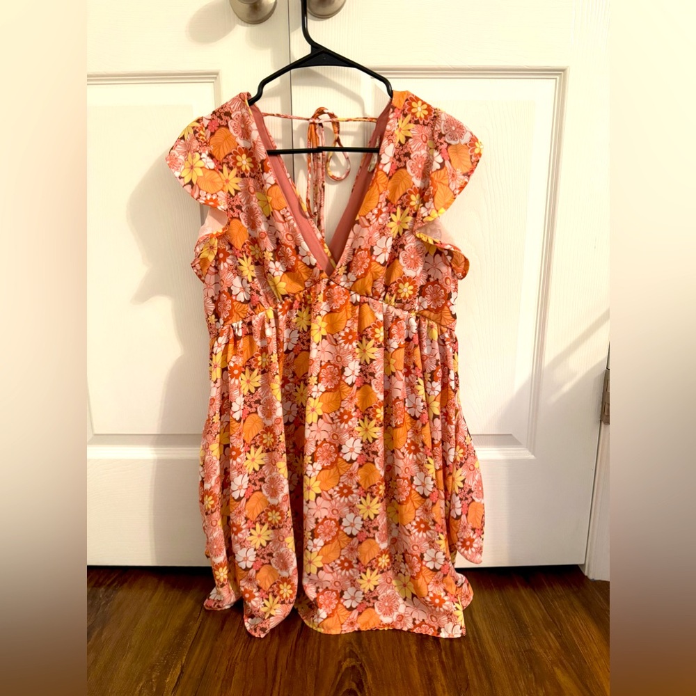 Altar’d state Retro A-line 70’s Flower Dress Tieback Women’s Size M